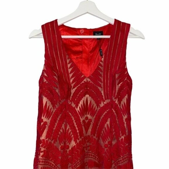 Bardot Sheath Dress Lipstick Red Floral 6 Small - Picture 5 of 12